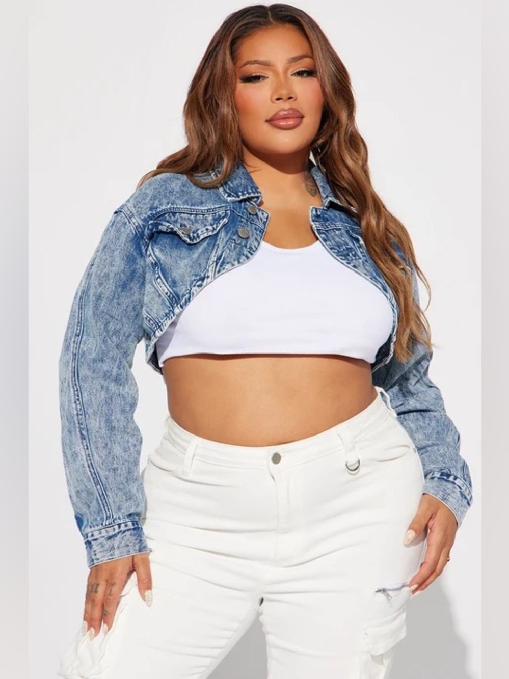 Fashion Nova High Maintenance Non Stretch Denim Bolero Jacket